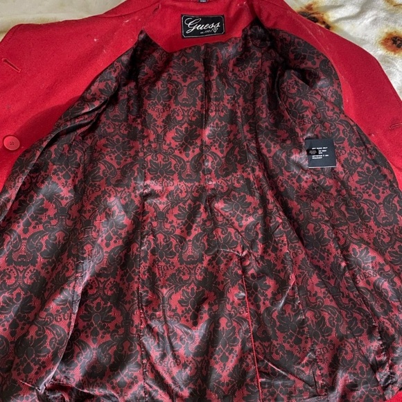Guess red belted winter trench coat pea coat size Small - Picture 7 of 11